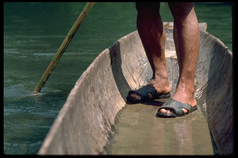 Local river transport on dugout canoes